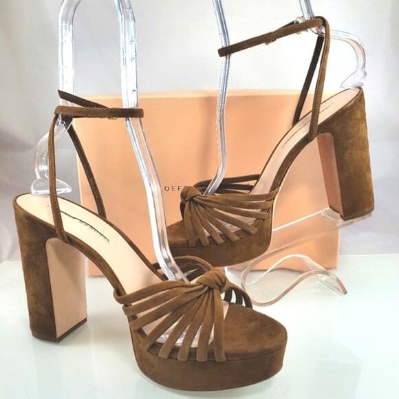 NWT$450 Loeffler Randall Rivka 120mm Suede Knot Platform Sandal Heels Sz 9.5 - Picture 15 of 16